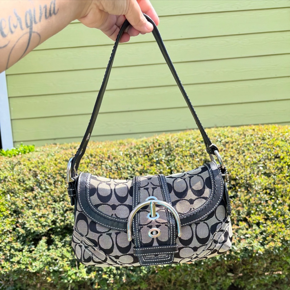 Coach Monogram Black and Gray Shoulder Bag